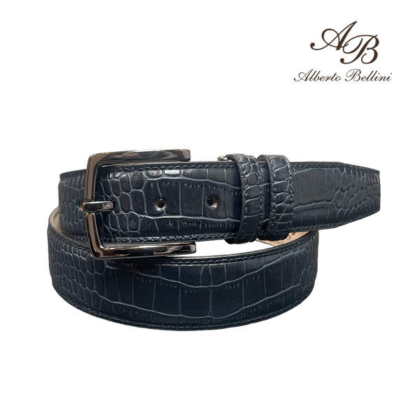 Riem - Croco print blauw - Alberto Bellini