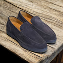 St Tropez goldlabel  suede blauw