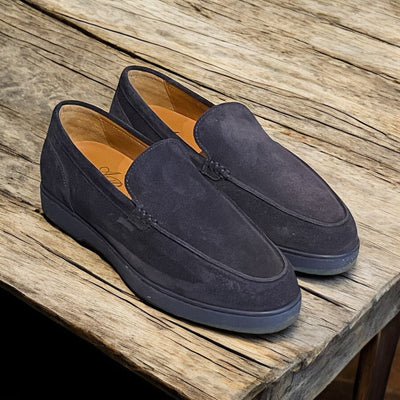St Tropez goldlabel  suede blauw