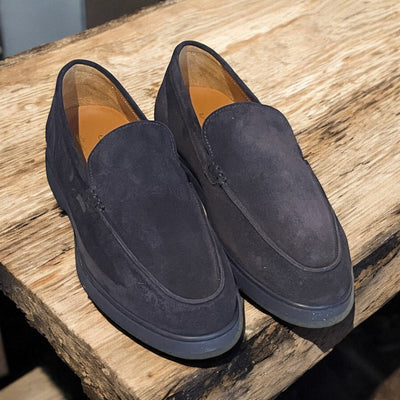 St Tropez goldlabel  suede blauw