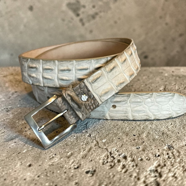 Alberto Bellini Handmade Croco Belt –Off white