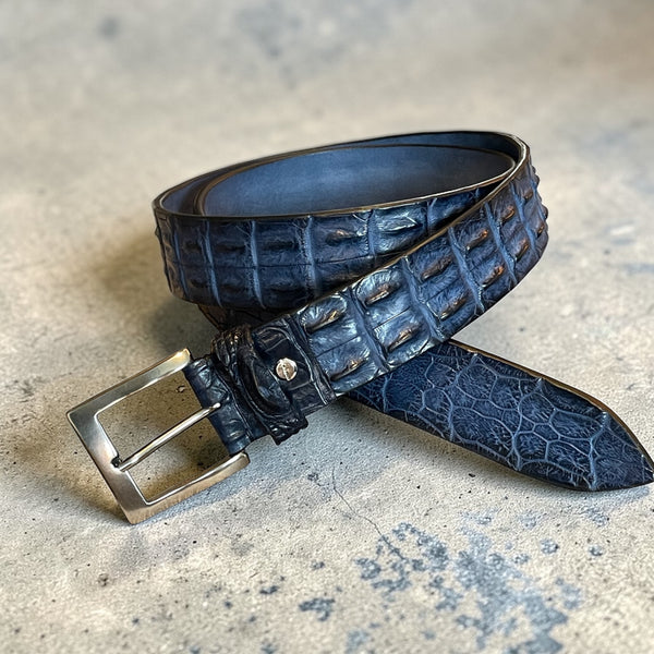 Alberto Bellini Handmade Croco Belt – Blauw