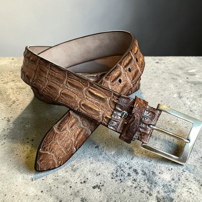 Alberto Bellini Handmade Croco Belt –Mid Brown