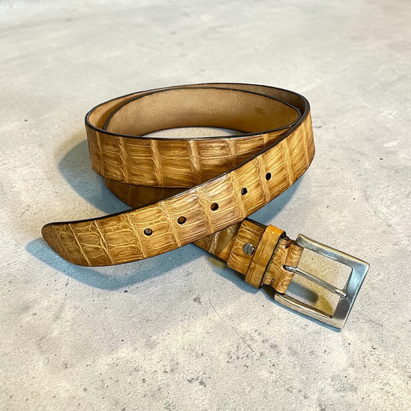 Alberto Bellini Handmade Croco Belt cognac