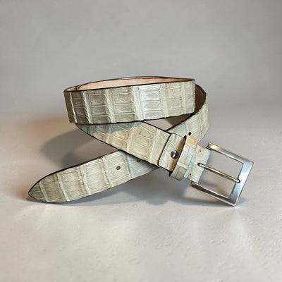 Alberto Bellini Handmade Croco Belt -Off white