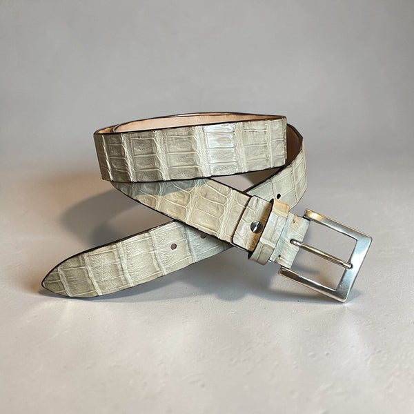 Alberto Bellini Handmade Croco Belt -Off white