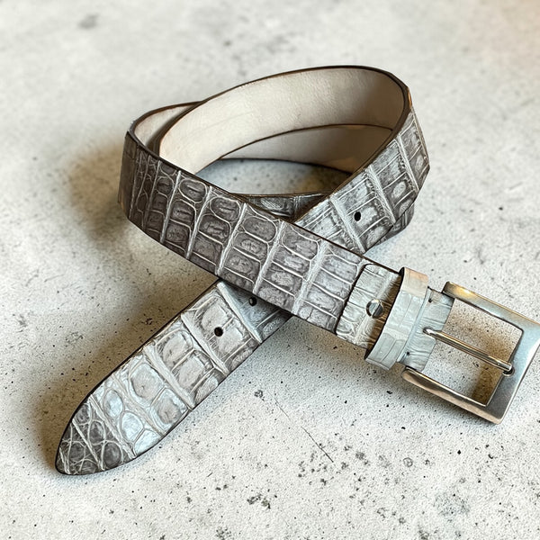 Alberto Bellini Handmade Croco Belt –l.grey