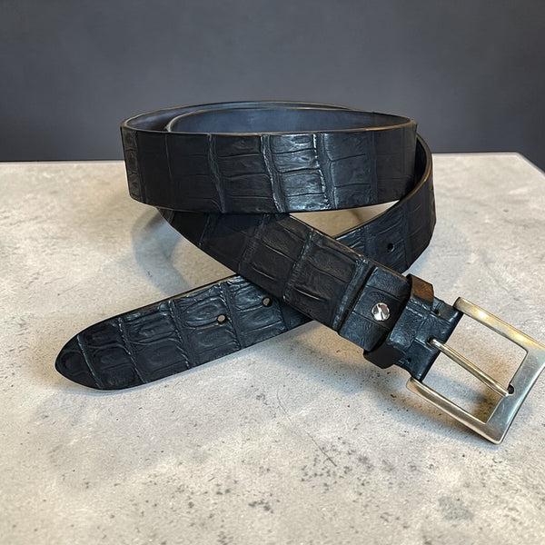 Alberto Bellini Handmade Croco Belt -black