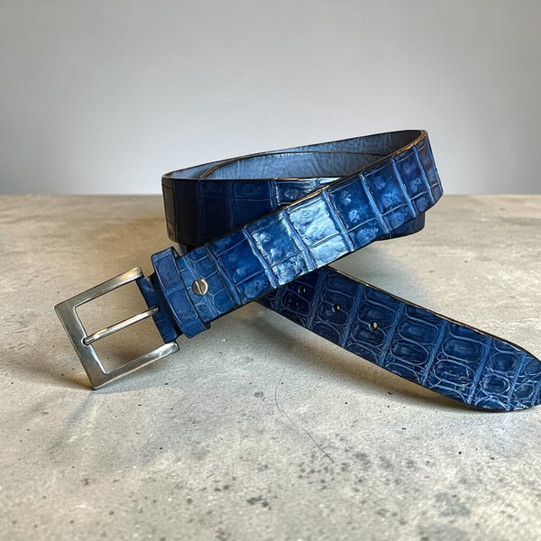 Alberto Bellini Handmade Croco Belt jeans blu