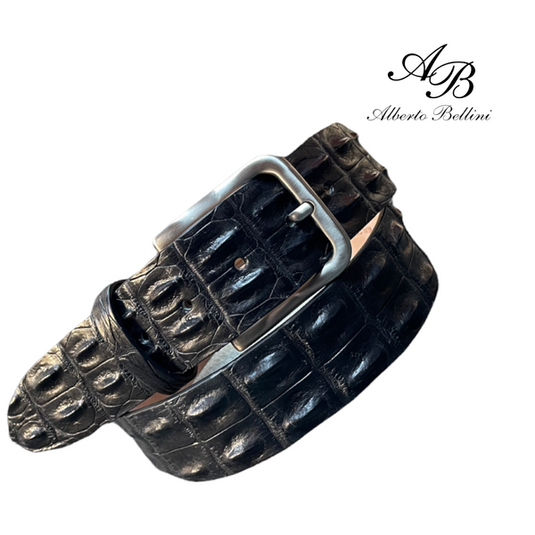 Riemen - Handmade - Croco zwart- Alberto Bellini