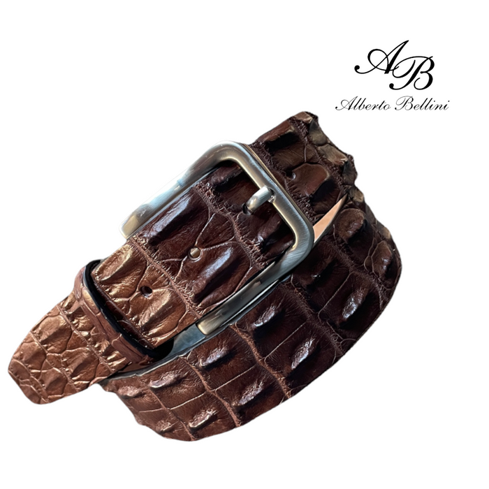 Riemen - Handmade - Croco bruin- Alberto Bellini