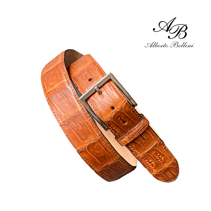 Croco Riemen leder - Cognac - Alberto Bellini