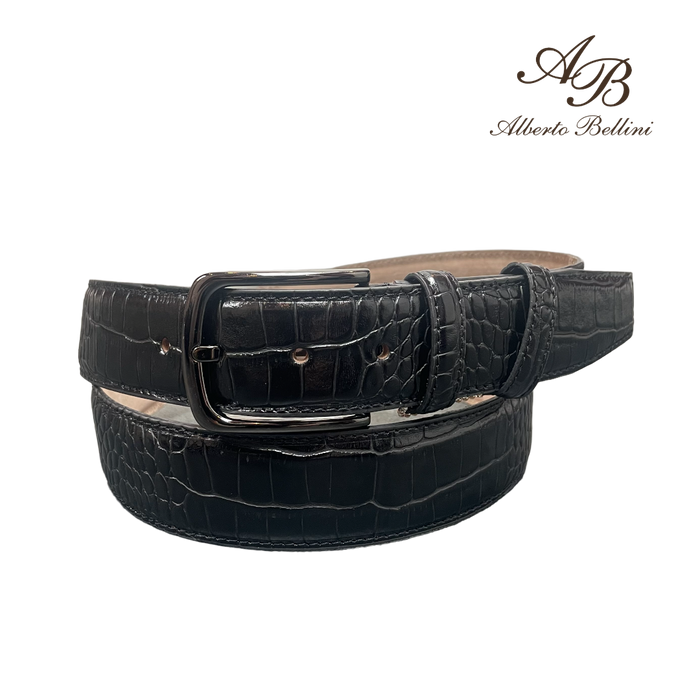 Riem - Croco print zwart - Alberto Bellini
